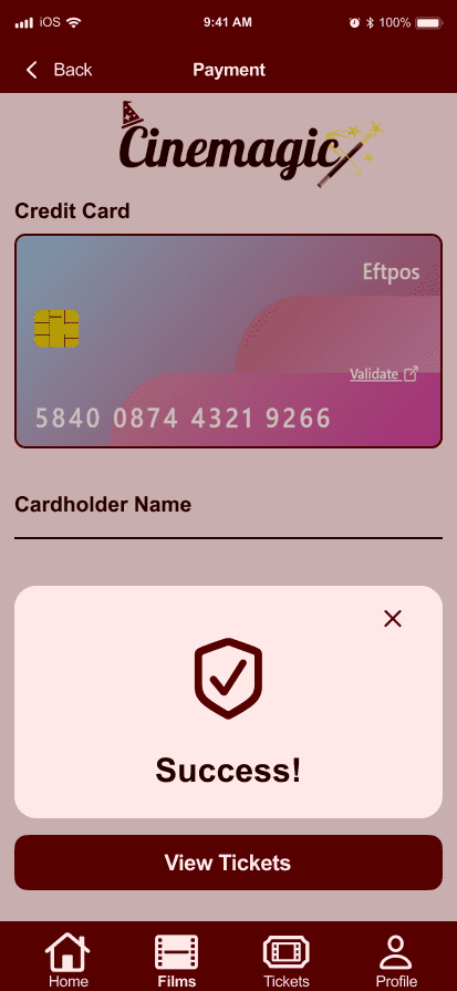 Cinemagic 'ios-confirmation-modal' hi fidelity wireframe.
