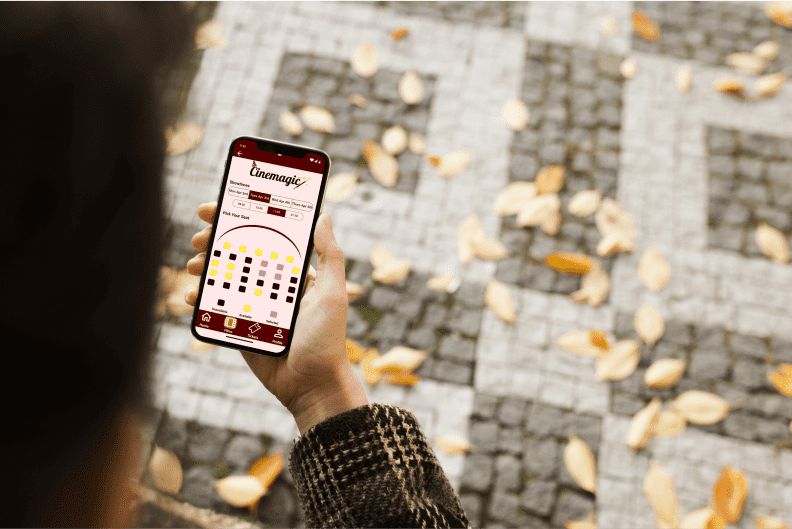 Cinemagic 'android booking' mockup