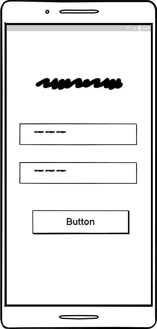 FrugalityFirst 'login' low fidelity wireframe.