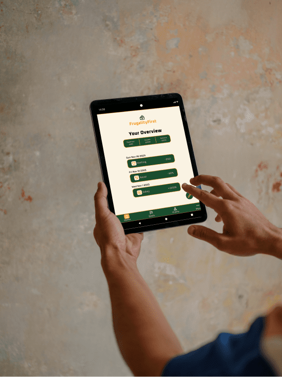 FrugalityFirst 'home tablet' mockup