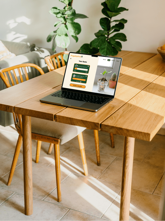 FrugalityFirst 'your goals (filled) laptop' mockup