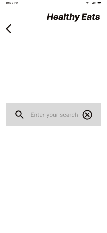 Healthy Eats 'home' mid fidelity wireframe.