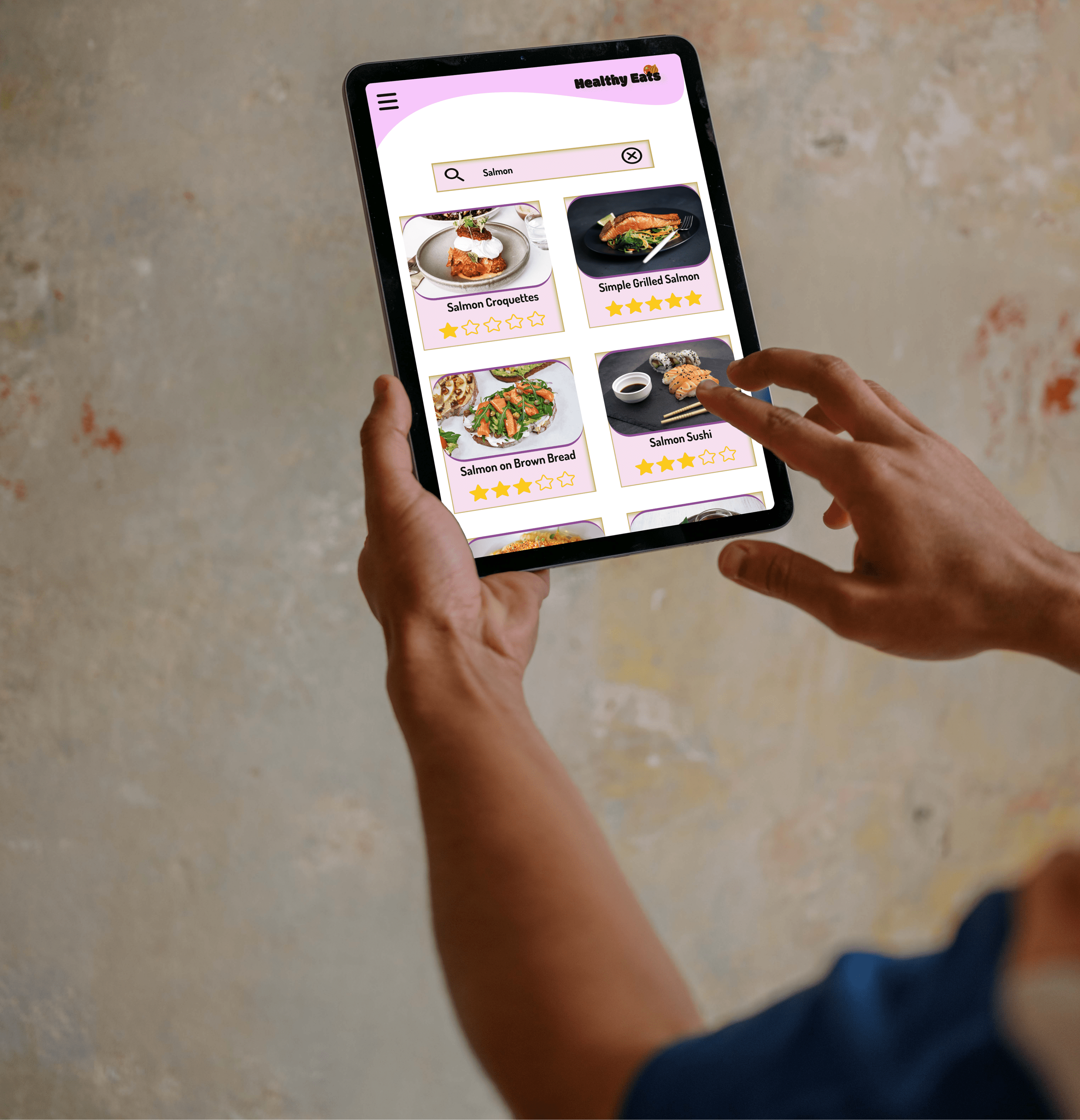 >Healthy Eat 'results tablet' mockup