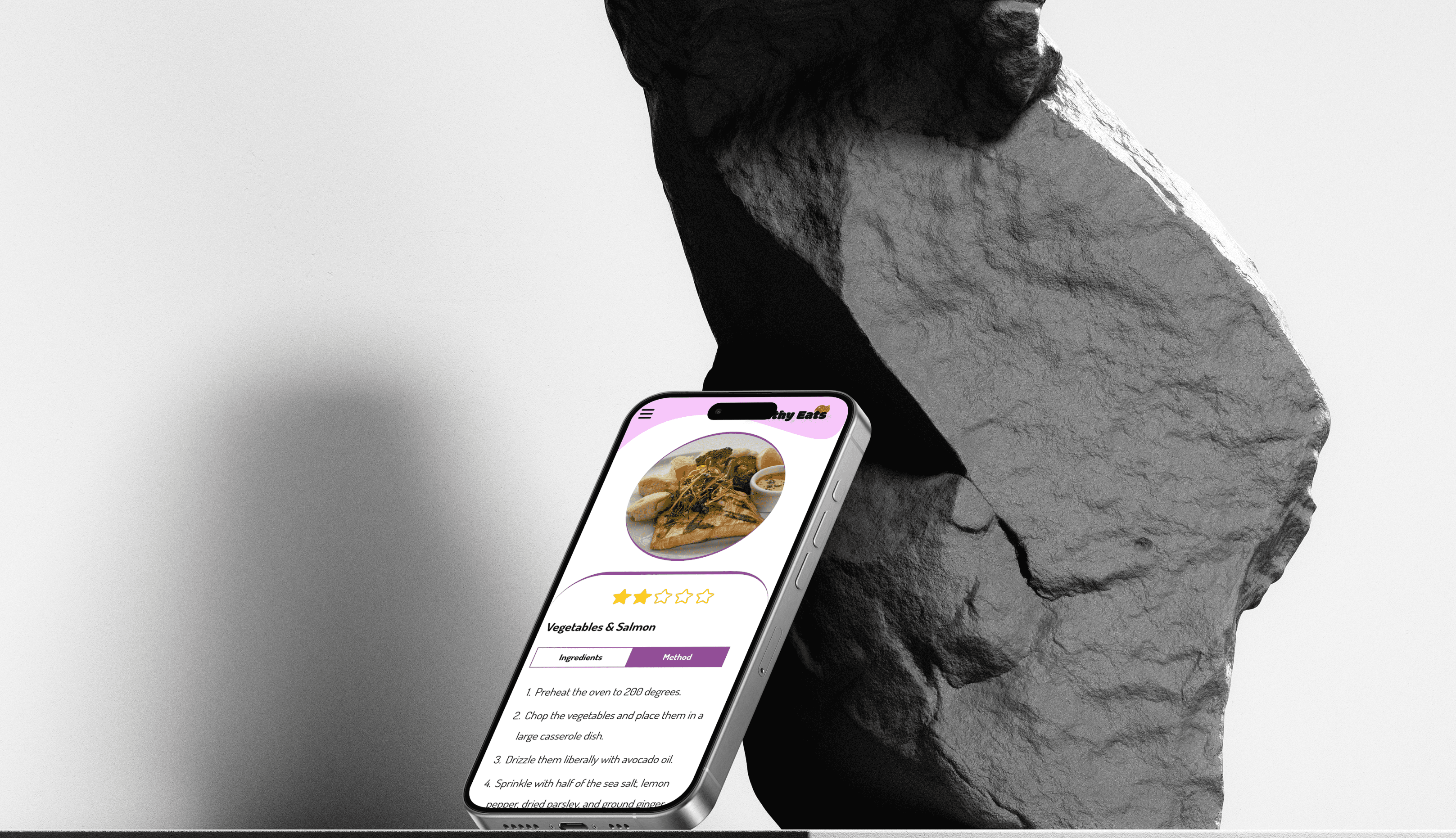 >Healthy Eat 'method mobile' mockup