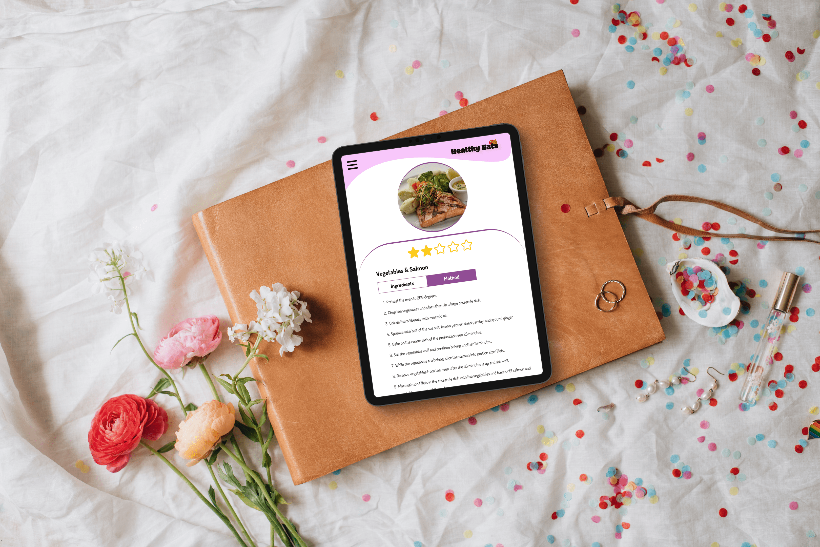 >Healthy Eat 'method tablet' mockup