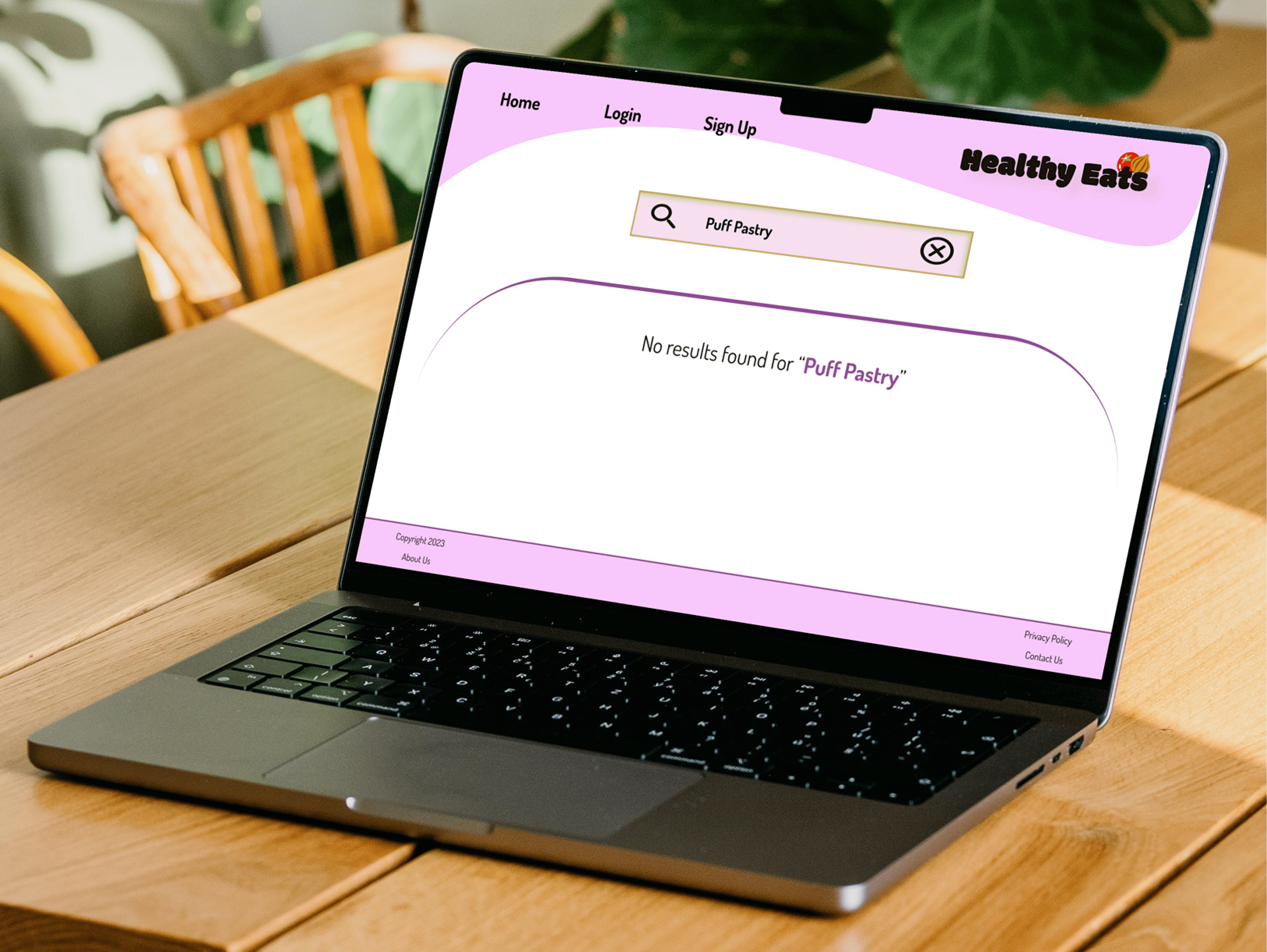 >Healthy Eat 'no results laptop' mockup