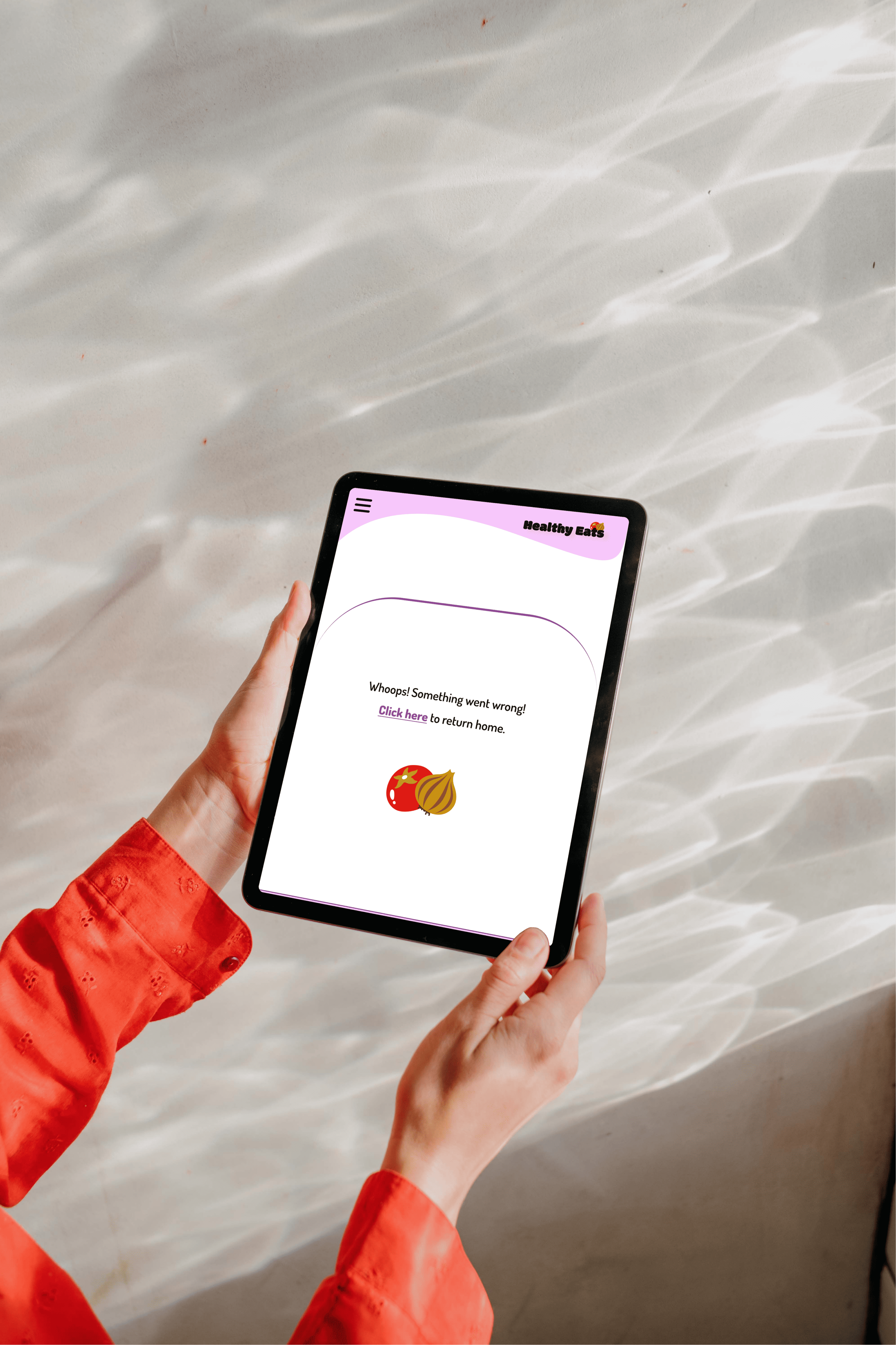 >Healthy Eat '404 tablet' mockup