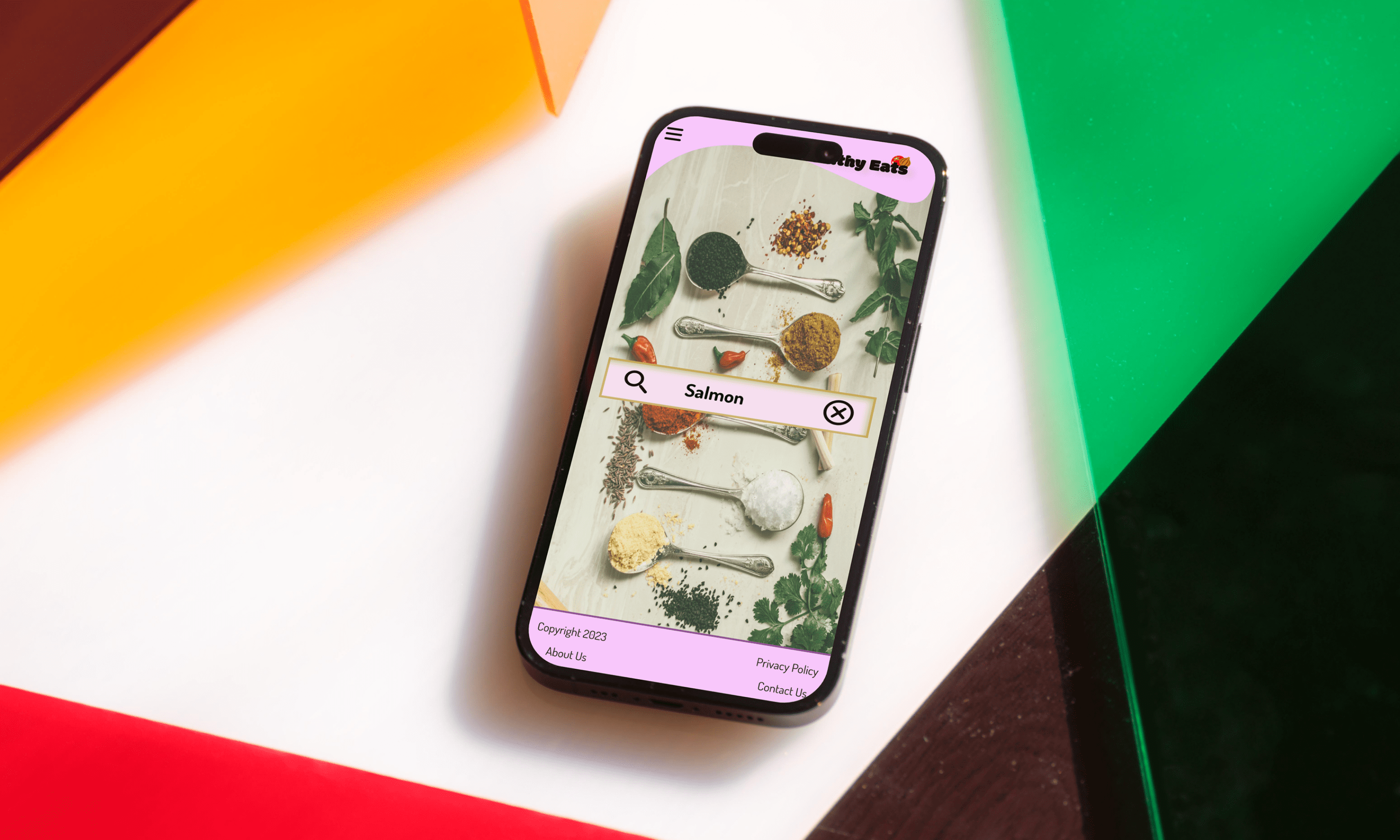 >Healthy Eat 'home mobile' mockup