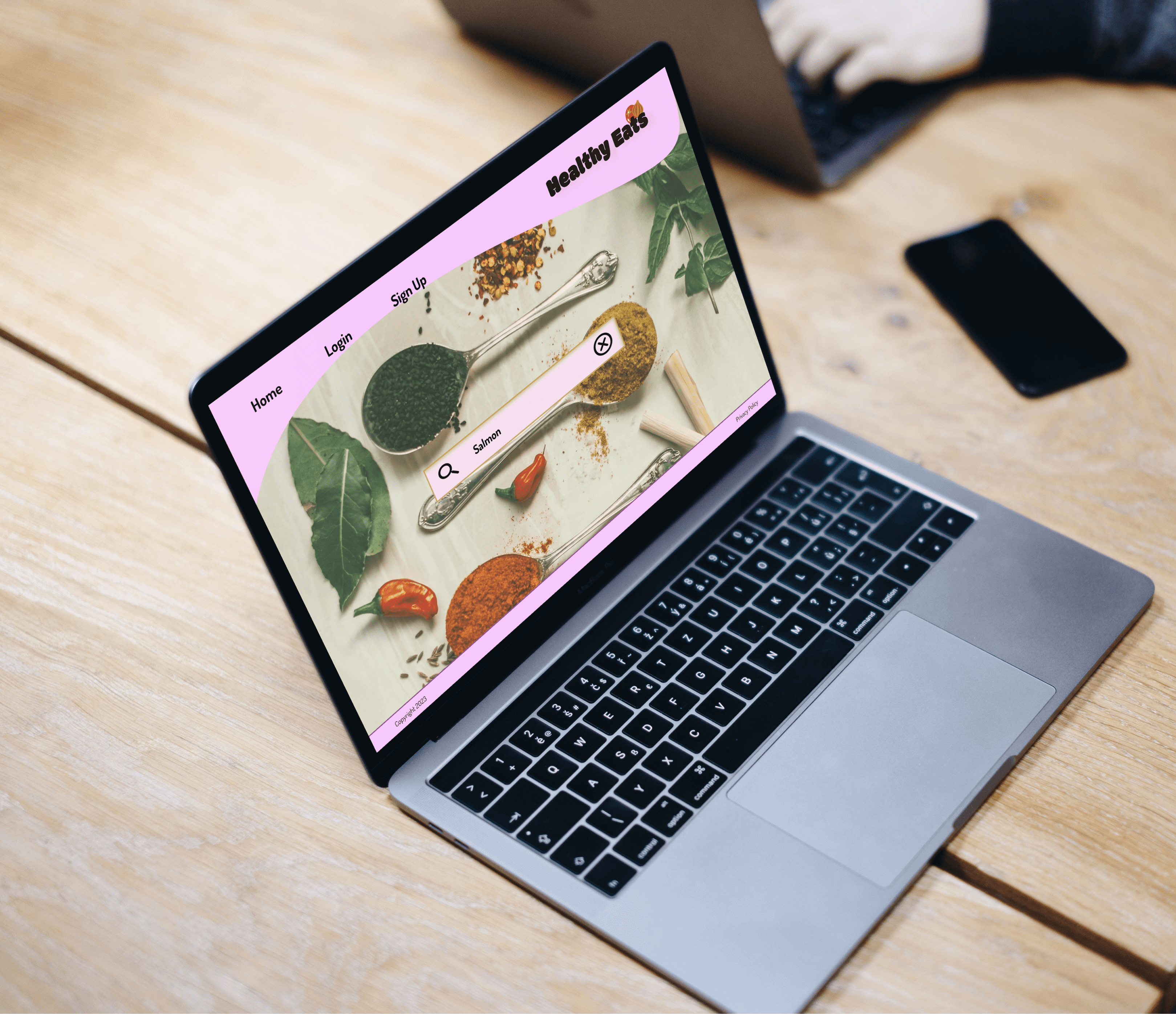 >Healthy Eat 'home laptop' mockup