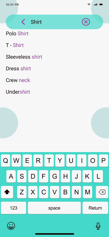Stitched 'search items' hi fidelity wireframe.