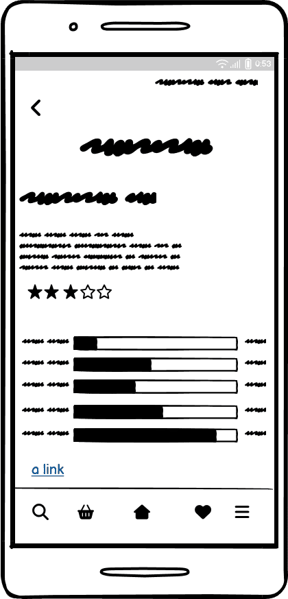 Stitched 'customer-reviews' low fidelity wireframe.