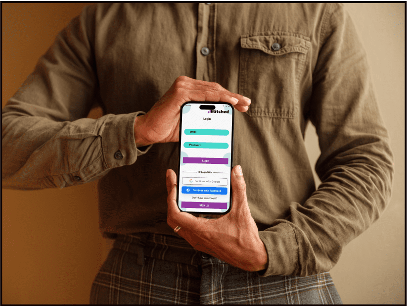 Stitched 'login' mockup