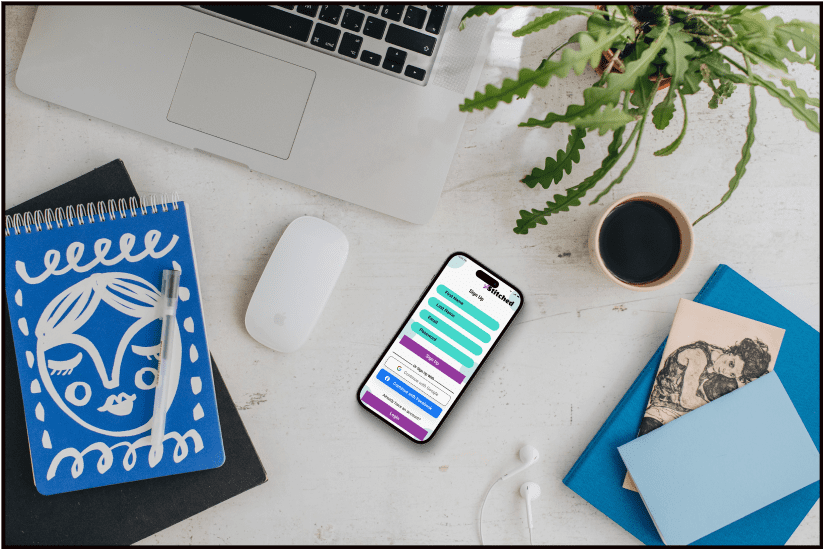 Stitched 'sign up' mockup