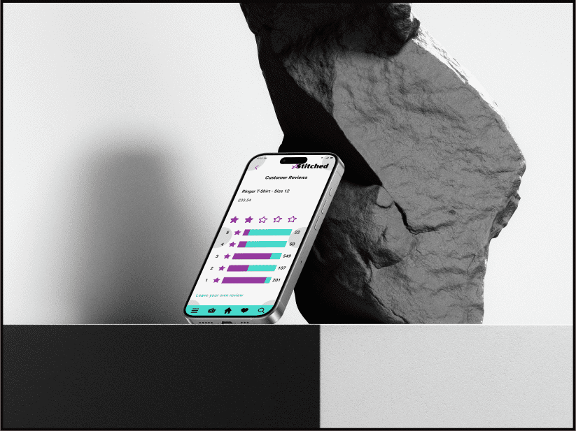 Stitched 'customer reviews' mockup