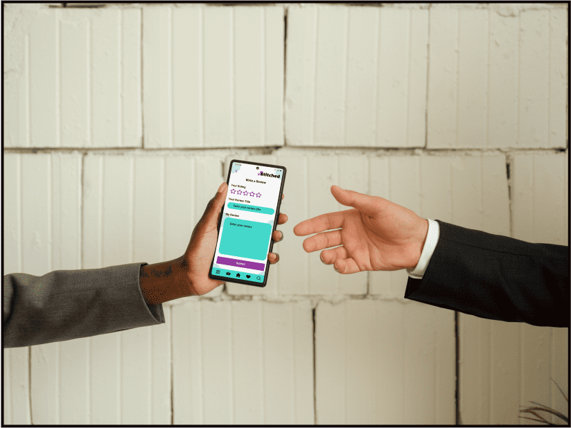 Stitched 'your review' mockup